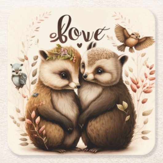 egel uit liefde kartonnen onderzetters (Voorkant)