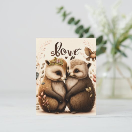 egel uit liefde RSVP kaartje (Staand voorkant)