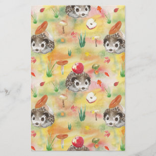 Egel van de waterverf met paddenstoelen en appels briefpapier