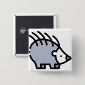 Egel Vierkante Button 5,1 Cm (Voorkant /achterkant)