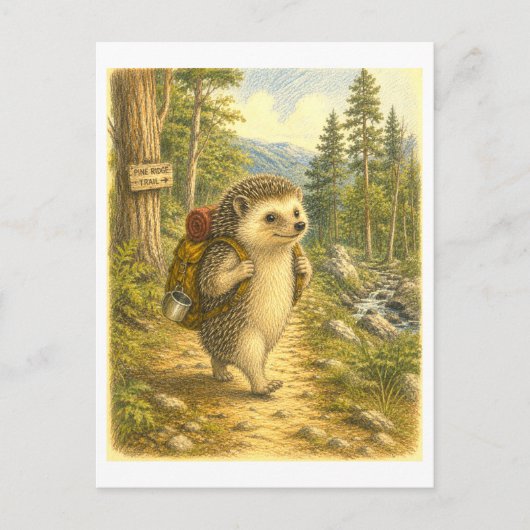 Egel Wandellust Illustratie Briefkaart (Voorkant)