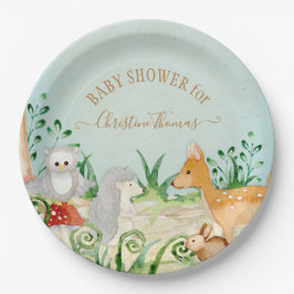 Egel Woodland Creatures Fox Deer Baby shower Papieren Bordje