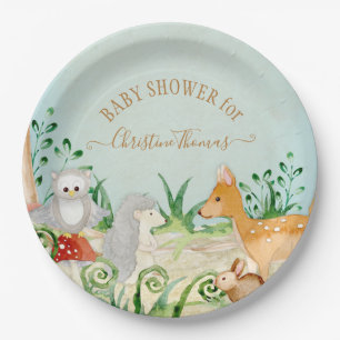 Egel Woodland Creatures Fox Deer Baby shower Papieren Bordje