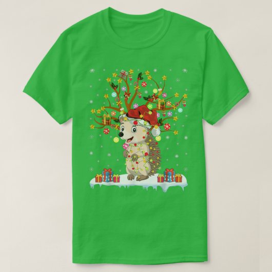 Egel Xmas Lighting Tree Santa Hedg Christm T-shirt (Design voorkant)