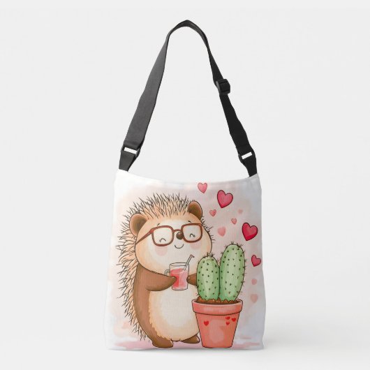 Egelcactus Aquarel Cheers Crossbody Tas (Voorkant)