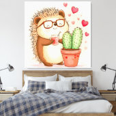 Egelcactus Cheers Waterverf Canvas Afdruk (Insitu (Slaapkamer))