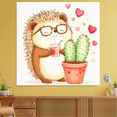 Egelcactus Cheers Waterverf Canvas Afdruk (Insitu (Woonkamer))