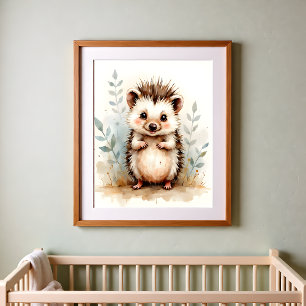 Egelnursery-muurkunst – Bosbabbelslaapkamer  Poster
