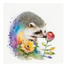 Egels die een rode roos ruiken