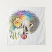 Egels die een rode roos ruiken wandkleed (Voorkant (horizontaal))