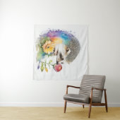 Egels die een rode roos ruiken wandkleed (In Situ (horizontaal))