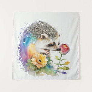 Egels die een rode roos ruiken wandkleed