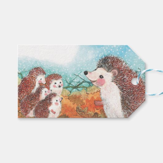 Egels die met elkaar praten Illustratie Cadeaulabel (Voorkant (Horizontaal))