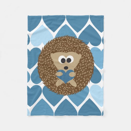 Egels en blauwe harten fleece deken (Voorkant)