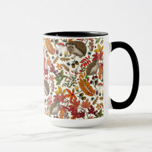 Egels en herfst bosflora op ivoor mok