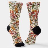 Egels en herfst bosflora op ivoor sokken (Gebogen)