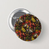 Egels en herfst bosflora op zwart ronde button 5,7 cm (Voorkant /achterkant)
