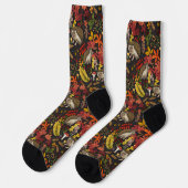 Egels en herfstbosflora op zwart sokken (Links)