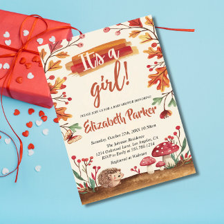 Egels en paddenstoelen Herfst Woodland Baby shower Kaart