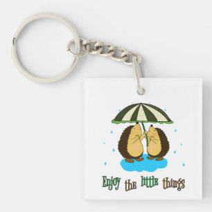 Egels en regen sleutelhanger