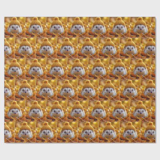 Egels in de herfst bladeren cadeaupapier (Vlak)