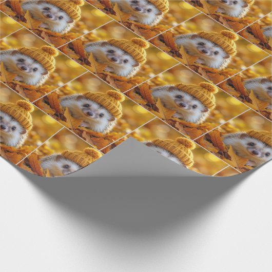 Egels in de herfst bladeren cadeaupapier (Hoek)