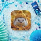 Egels in de herfst bladeren papieren bordje (Feest)