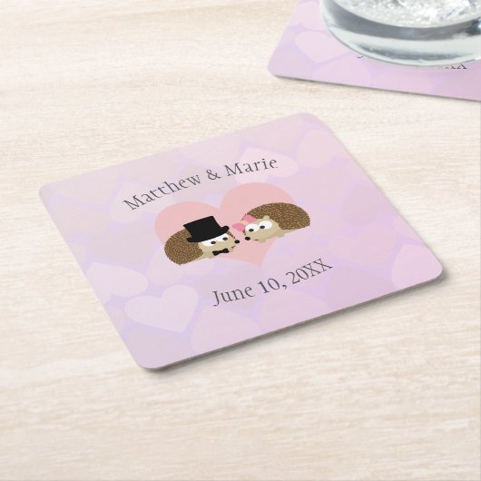 Egels in de liefde kartonnen onderzetters (Schuin)