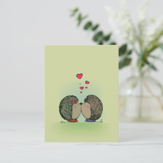 Egels in liefde briefkaart (Staand voorkant)