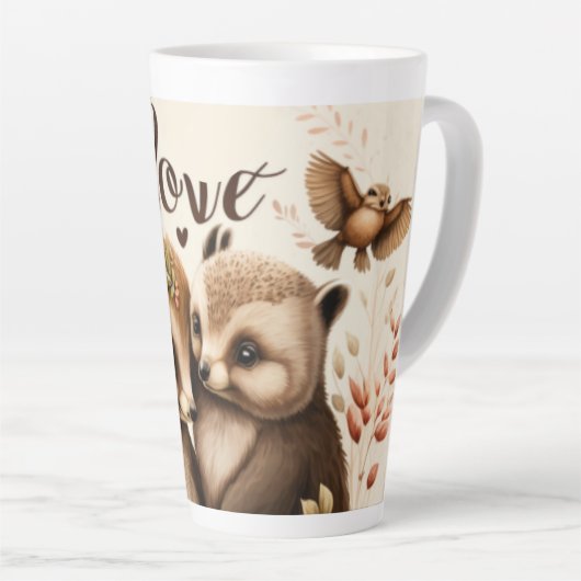 Egels in liefde latte mok (Rechterhoek)