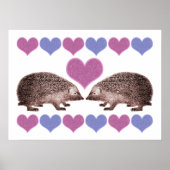 Egels in Love Folk Art Style Hartjes Poster (Voorkant)