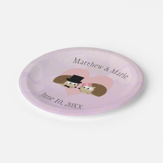 Egels in Love Hedégel Wedding Papieren Bordje (Gekanteld)