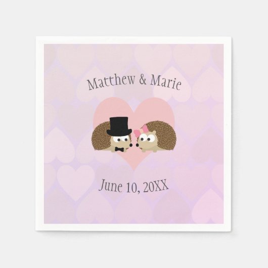 Egels in Love Hedégel Wedding Servet (Voorkant)