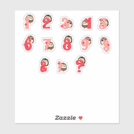 Egels Knuffel Nummerstickers | Mooie Egeltje Lette Sticker (Vel)