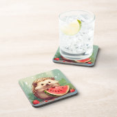 Egels met een stukje watermeloen bier onderzetter (Rechterzijde)