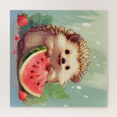 Egels met een stukje watermeloen legpuzzel (Horizontaal)