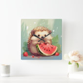 Egels met een stukje watermeloen vierkante klok (Huis)