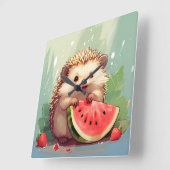 Egels met een stukje watermeloen vierkante klok (Hoek)