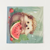 Egels met een stukje watermeloen wandkleed (Voorkant (horizontaal))