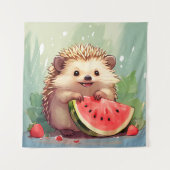 Egels met een stukje watermeloen wandkleed (Voorkant)