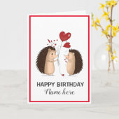 Egels met hartballonnen Verjaardag Kaart (Gele Bloem)