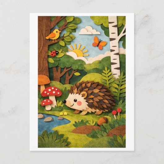 Egels Papierknipsel Collage Briefkaart (Voorkant)