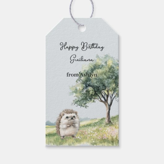 Egels Verjaardagsveld van Bloemen Cadeaulabel (Voorkant)