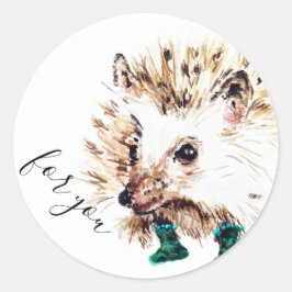 Egeltje in sokken ronde sticker