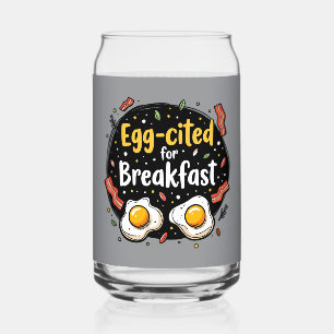 Egg-aangehaald voor Ontbijt Funny Foodie Pun Desig Blikvorm Glas
