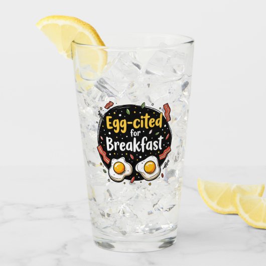 Egg-aangehaald voor Ontbijt Funny Foodie Pun Desig Glas (Voorkant ijs)