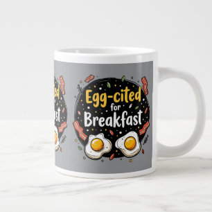 Egg-aangehaald voor Ontbijt Funny Foodie Pun Desig Grote Koffiekop