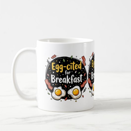 Egg-aangehaald voor Ontbijt Funny Foodie Pun Desig Koffiemok (Links)