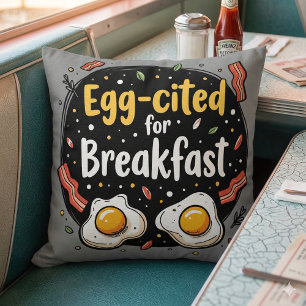Egg-aangehaald voor Ontbijt Funny Foodie Pun Desig Kussen