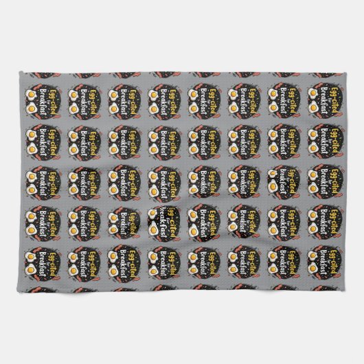 Egg-aangehaald voor Ontbijt Funny Foodie Pun Desig Theedoek (Horizontaal)